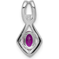 14K White Gold Diamond and Oval Ruby Fancy Pendant - 0.60 Carat Ruby, 0.095 Carat Diamond Weight by Lumare Gioia