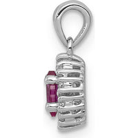 14K White Gold Diamond and Oval Ruby Halo Pendant - 0.32 Carat Ruby, 0.01 Carat Total Diamond Weight by Lumare Gioia