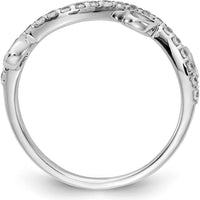 14K White Gold Diamond and Pear Peridot Curved Ring with Natural Green Peridots and Round Diamonds - 0.078 Carat Total Gemstone Weight by 0