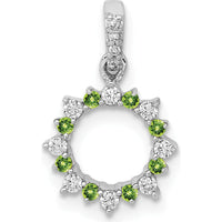 14K White Gold Diamond and Peridot Fancy Circle Pendant - 0.08 Carat Total Peridot Weight by Monteluci Fine Jewelry