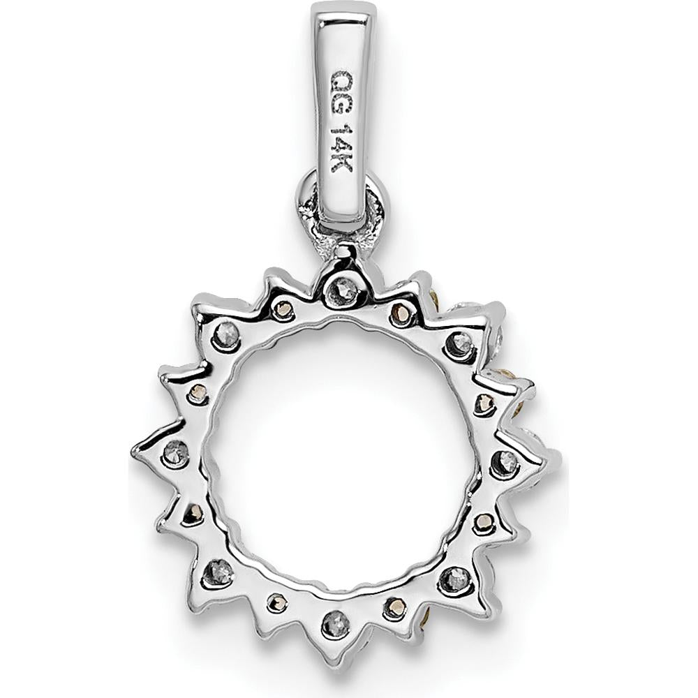 14K White Gold Diamond and Peridot Fancy Circle Pendant - 0.08 Carat Total Peridot Weight by Monteluci Fine Jewelry