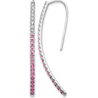 14K White Gold Diamond and Pink Sapphire Threader Earrings - 0.225 Carat Total Diamond Weight, 0.117 Carat Total Pink Sapphire Weight by Monteluci Fine Jewelry