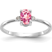 14K White Gold Diamond & Pink Tourmaline Birthstone Ring - 0.26 Carat Pink Tourmaline, 0.008 Carat Total Diamond Weight by Oro Pregiato