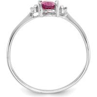 14K White Gold Diamond & Pink Tourmaline Birthstone Ring - 0.26 Carat Pink Tourmaline, 0.008 Carat Total Diamond Weight by Oro Pregiato