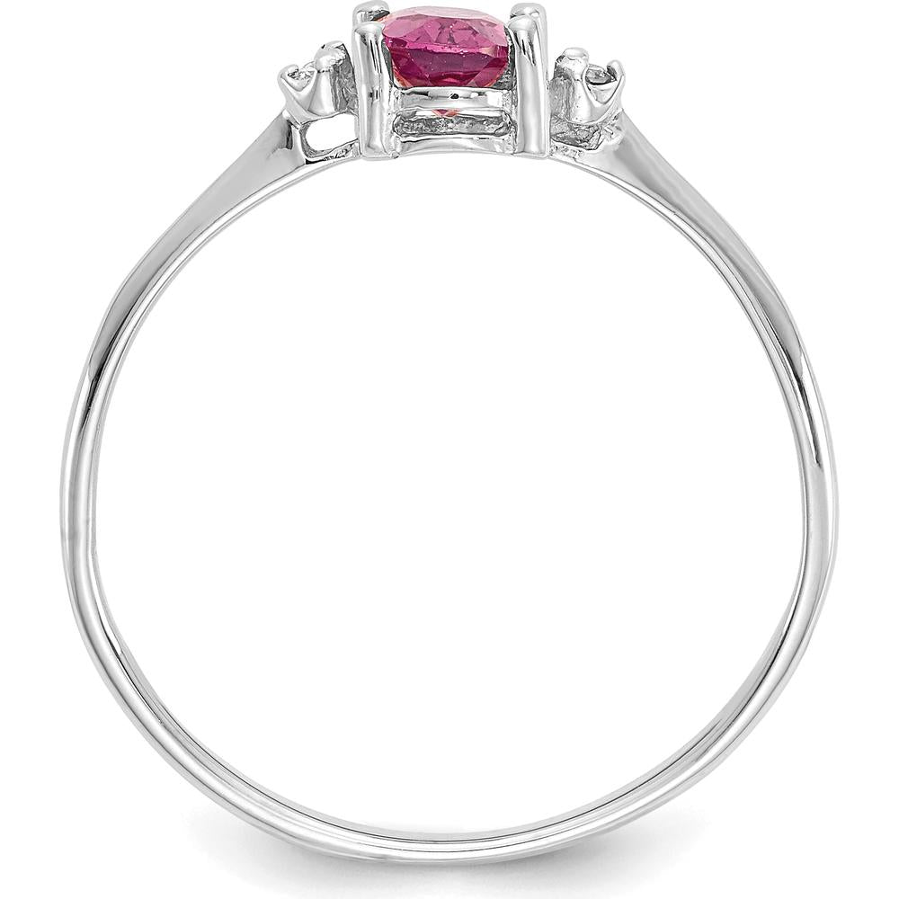 14K White Gold Diamond & Pink Tourmaline Birthstone Ring - 0.26 Carat Pink Tourmaline, 0.008 Carat Total Diamond Weight by Oro Pregiato
