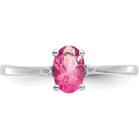 14K White Gold Diamond & Pink Tourmaline Birthstone Ring - 0.26 Carat Pink Tourmaline, 0.008 Carat Total Diamond Weight by Oro Pregiato