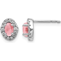 14K White Gold Diamond and Pink Tourmaline Halo Earrings - 0.35 Carats Total Tourmaline Weight by Monteluci Fine Jewelry