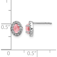 14K White Gold Diamond and Pink Tourmaline Halo Earrings - 0.35 Carats Total Tourmaline Weight by Monteluci Fine Jewelry
