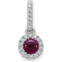 14K White Gold Diamond and Rhodolite Garnet Halo Pendant - 0.47 Carat Total Garnet Weight by Monteluci Fine Jewelry