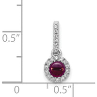 14K White Gold Diamond and Rhodolite Garnet Halo Pendant - 0.47 Carat Total Garnet Weight by Monteluci Fine Jewelry