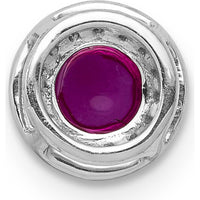 14K White Gold Diamond and Ruby Cabochon Halo Pendant Slide - 0.475 Carat Ruby, 0.075 Carat Total Diamond Weight by Monteluci Fine Jewelry