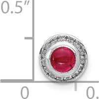 14K White Gold Diamond and Ruby Cabochon Halo Pendant Slide - 0.475 Carat Ruby, 0.075 Carat Total Diamond Weight by Monteluci Fine Jewelry