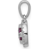 14K White Gold Diamond and Ruby Cluster Halo Pendant - 0.28 Carat Ruby, 0.09 Carat Diamond by Lumare Gioia