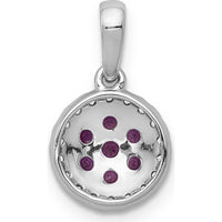 14K White Gold Diamond and Ruby Cluster Halo Pendant - 0.28 Carat Ruby, 0.09 Carat Diamond by Lumare Gioia