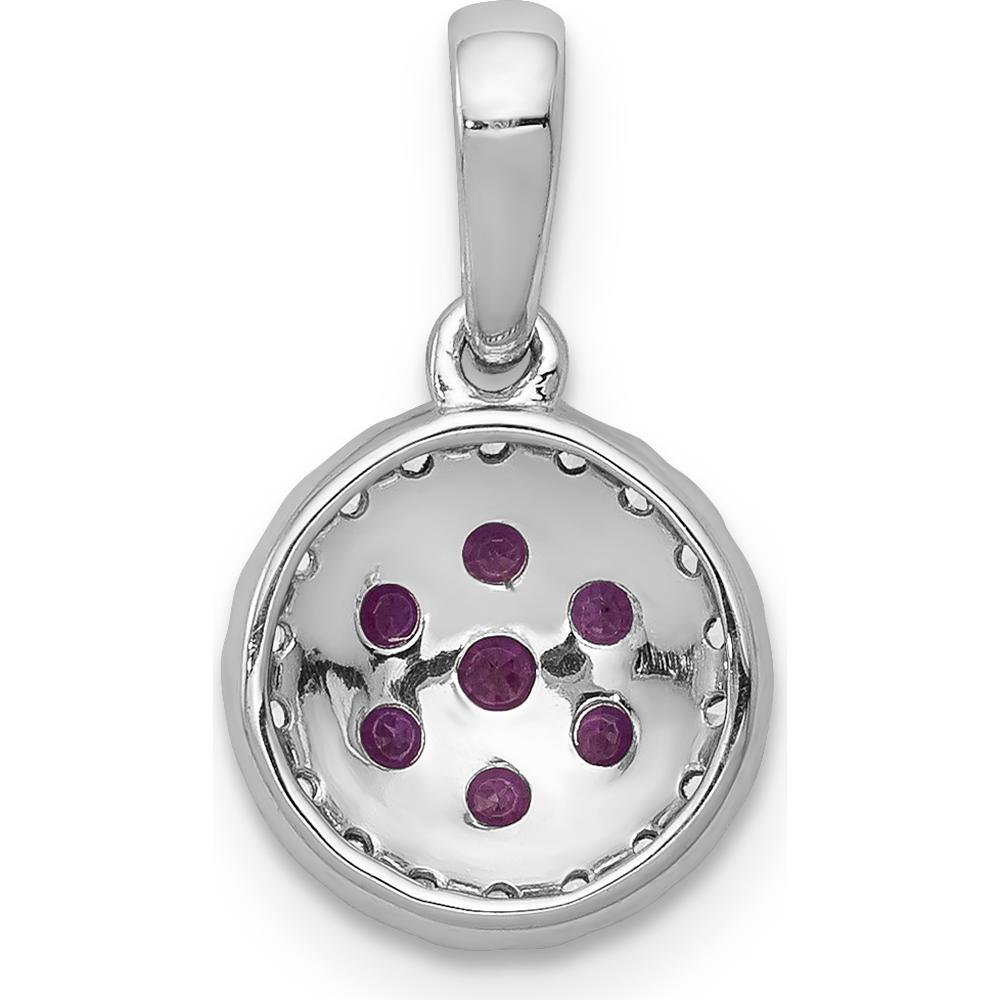 14K White Gold Diamond and Ruby Cluster Halo Pendant - 0.28 Carat Ruby, 0.09 Carat Diamond by Lumare Gioia