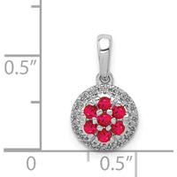 14K White Gold Diamond and Ruby Cluster Halo Pendant - 0.28 Carat Ruby, 0.09 Carat Diamond by Lumare Gioia