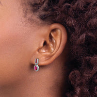 14K White Gold Diamond and Ruby Drop Earrings - 0.60 Carat Ruby, 0.08 Carat Diamond Total Weight by Monteluci Fine Jewelry