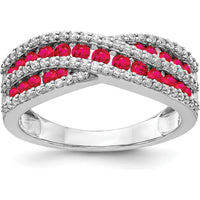 14K White Gold Diamond and Ruby Fancy Ring - 0.24 Carat Total Ruby Weight and 0.34 Carat Total Diamond Weight by 0