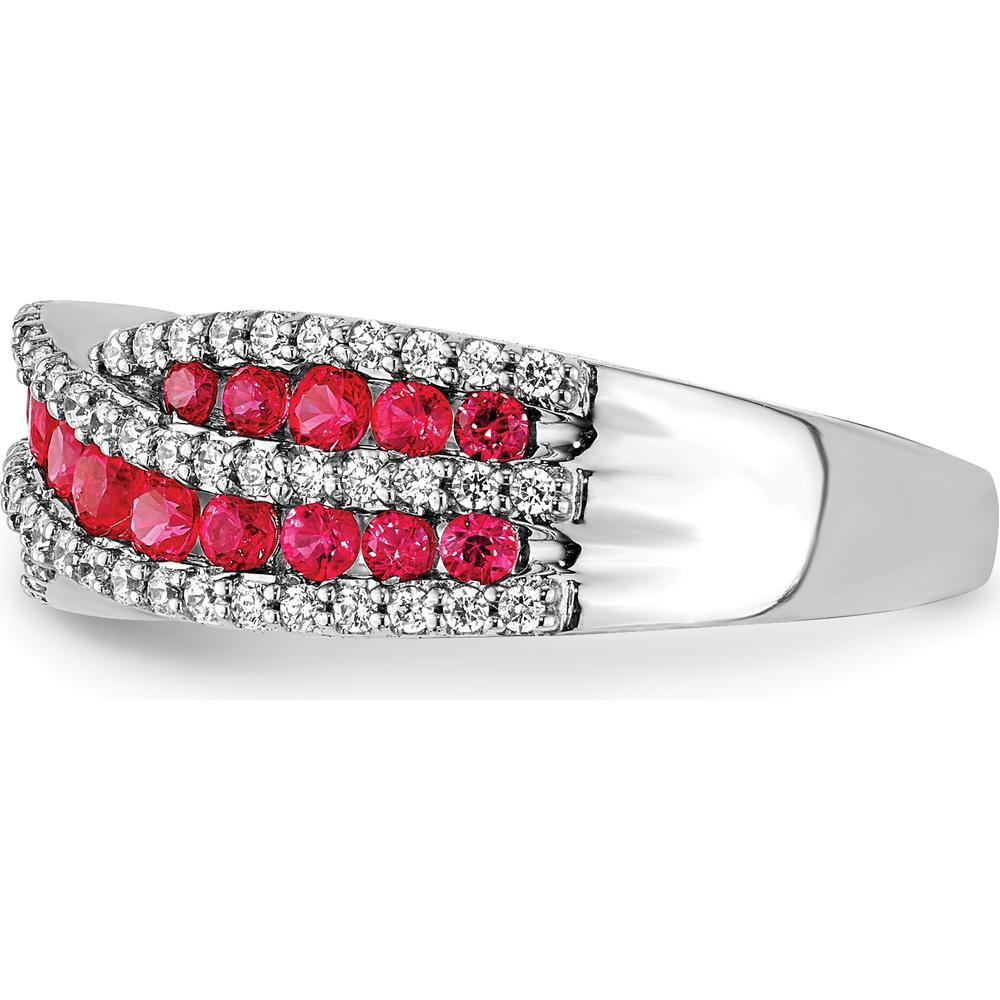 14K White Gold Diamond and Ruby Fancy Ring - 0.24 Carat Total Ruby Weight and 0.34 Carat Total Diamond Weight by 0