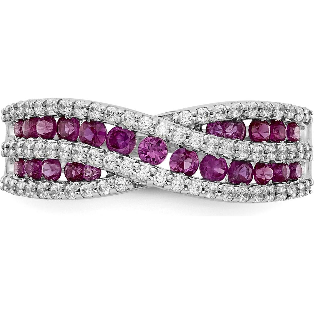 14K White Gold Diamond and Ruby Fancy Ring - 0.24 Carat Total Ruby Weight and 0.34 Carat Total Diamond Weight by 0