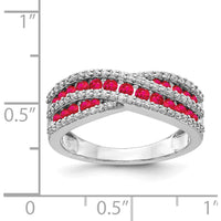 14K White Gold Diamond and Ruby Fancy Ring - 0.24 Carat Total Ruby Weight and 0.34 Carat Total Diamond Weight by 0