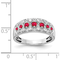 14K White Gold Diamond and Ruby Fancy Ring with Prong-Set Round Rubies and Diamonds - 0.31 Carat Total Gem Weight by 0