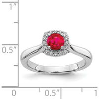 14K White Gold Diamond and Ruby Halo Ring - 0.45 Carat Ruby, 0.01 Carat Total Diamond Weight by 0