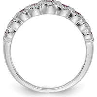 14K White Gold Diamond and Ruby Polished Ring with Round Diamonds and Natural Rubies - 0.46 Carat Total Ruby Weight, 0.0048 Carat Total Diamond Weight by 0