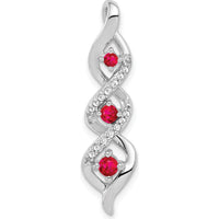 14K White Gold Diamond and Ruby Twisted 3-Stone Pendant - 0.26 Carat Total Ruby Weight by Lumare Gioia