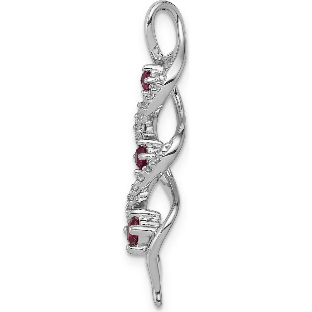 14K White Gold Diamond and Ruby Twisted 3-Stone Pendant - 0.26 Carat Total Ruby Weight by Lumare Gioia