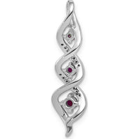 14K White Gold Diamond and Ruby Twisted 3-Stone Pendant - 0.26 Carat Total Ruby Weight by Lumare Gioia