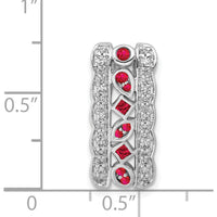 14K White Gold Diamond and Ruby Vintage Chain Slide - 0.17 Carat Total Ruby and Diamond Weight by Monteluci Fine Jewelry