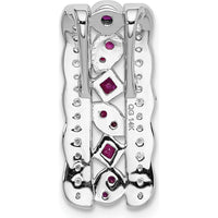 14K White Gold Diamond and Ruby Vintage Chain Slide - 0.17 Carat Total Ruby and Diamond Weight by Monteluci Fine Jewelry