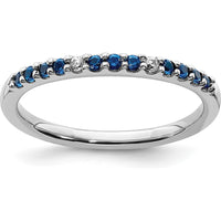 14K White Gold Diamond and Sapphire Band - 0.03 Carat Total Gemstone Weight by 0