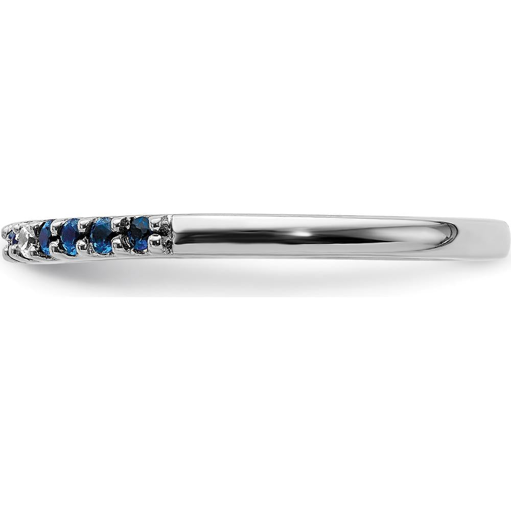 14K White Gold Diamond and Sapphire Band - 0.03 Carat Total Gemstone Weight by 0