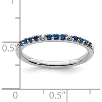 14K White Gold Diamond and Sapphire Band - 0.03 Carat Total Gemstone Weight by 0