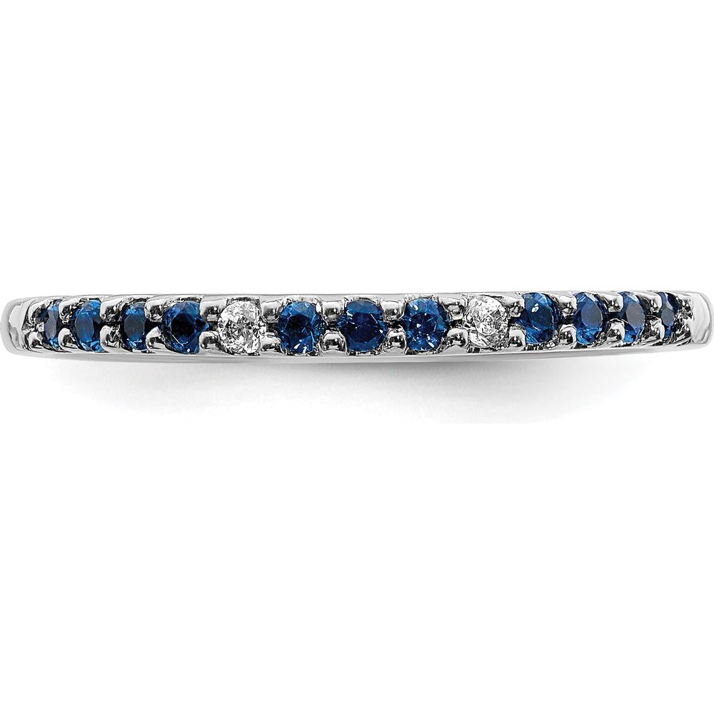 14K White Gold Diamond and Sapphire Band - 0.03 Carat Total Gemstone Weight by 0