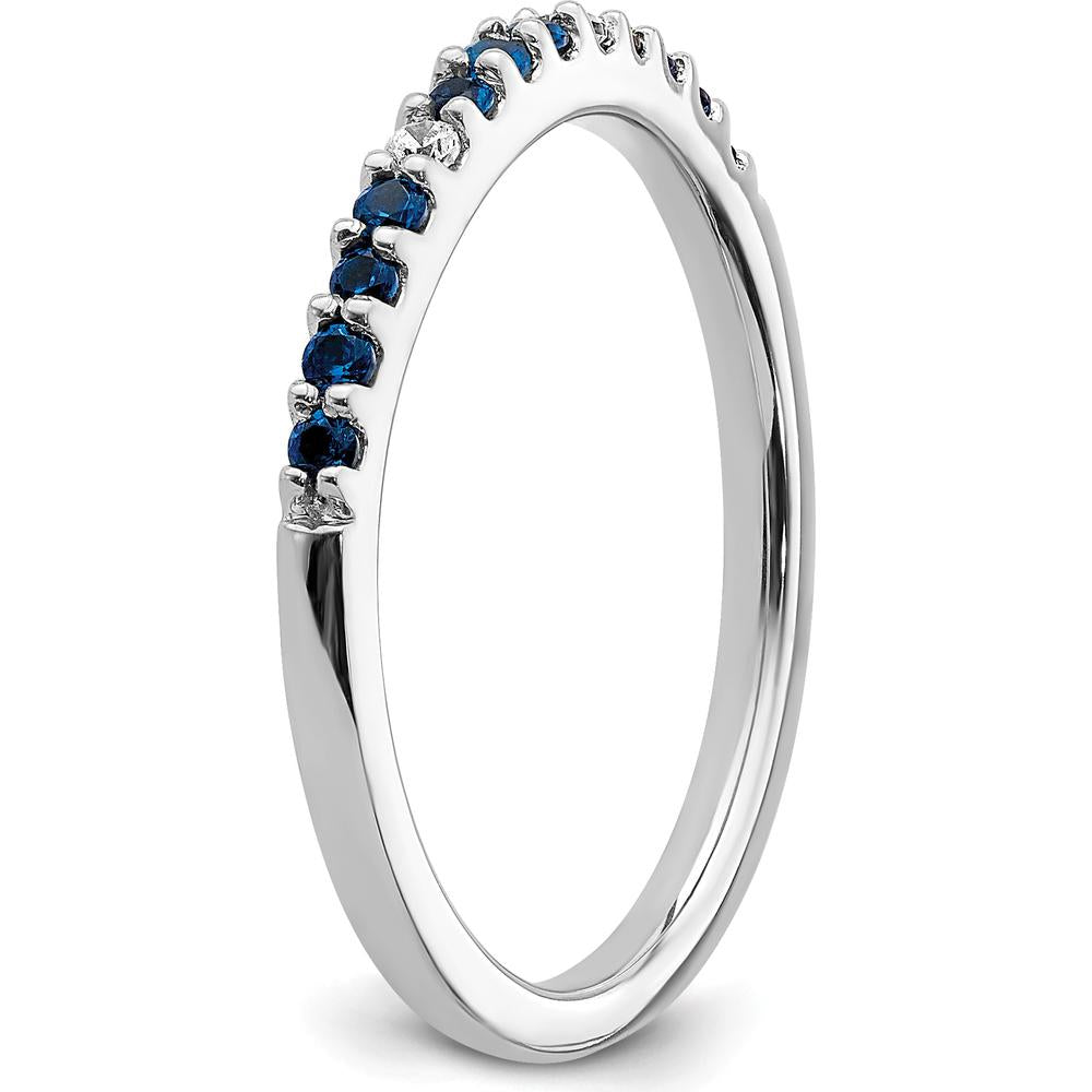 14K White Gold Diamond and Sapphire Band - 0.03 Carat Total Gemstone Weight by 0
