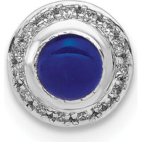14K White Gold Diamond and Sapphire Cabochon Halo Slide Pendant - 0.47 Carat Sapphire and 0.075 Carat Total Diamond Weight by Monteluci Fine Jewelry