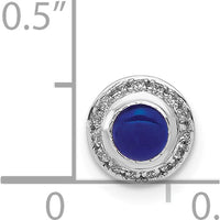 14K White Gold Diamond and Sapphire Cabochon Halo Slide Pendant - 0.47 Carat Sapphire and 0.075 Carat Total Diamond Weight by Monteluci Fine Jewelry