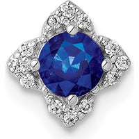 14K White Gold Diamond and Sapphire Chain Slide Pendant - 0.25 Carat Sapphire and 0.048 Carat Total Diamond Weight by Monteluci Fine Jewelry
