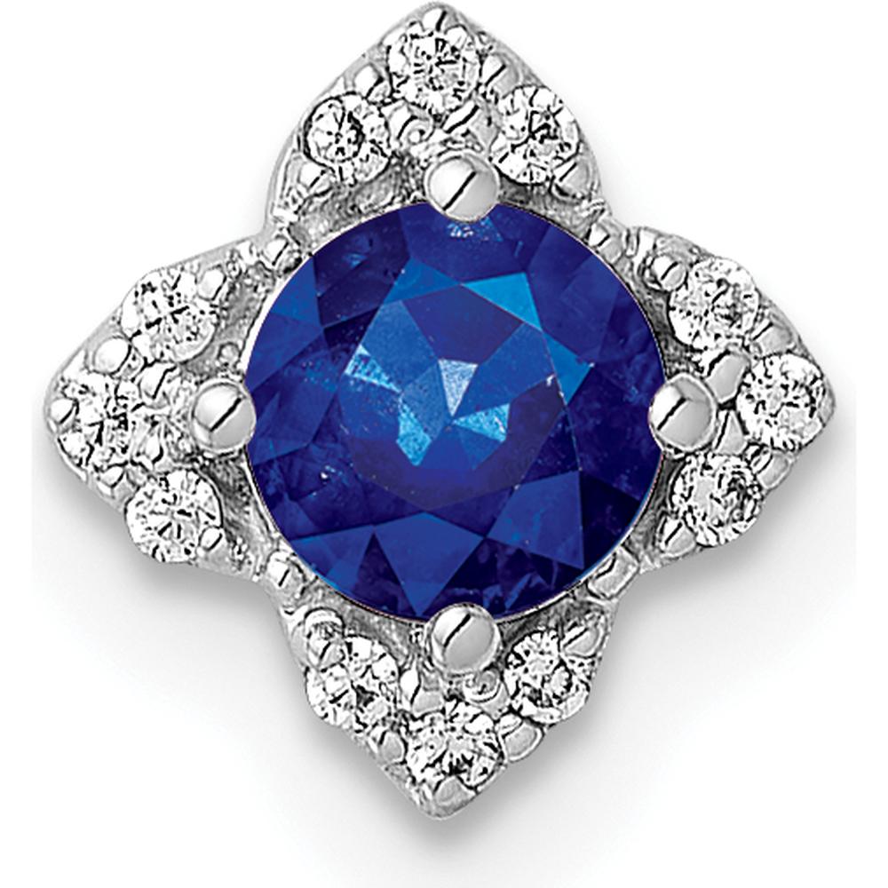 14K White Gold Diamond and Sapphire Chain Slide Pendant - 0.25 Carat Sapphire and 0.048 Carat Total Diamond Weight by Monteluci Fine Jewelry