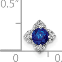 14K White Gold Diamond and Sapphire Chain Slide Pendant - 0.25 Carat Sapphire and 0.048 Carat Total Diamond Weight by Monteluci Fine Jewelry