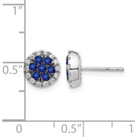 14K White Gold Diamond and Sapphire Circle Post Earrings - 0.04 Carat Total Sapphire Weight, 0.005 Carat Total Diamond Weight by Monteluci Fine Jewelry