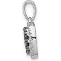 14K White Gold Diamond and Sapphire Cluster Square Halo Pendant with Rhodium Plating - 0.30 Carat Total Sapphire Weight by Lumare Gioia