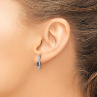 14K White Gold Diamond and Sapphire Drop Earrings - 0.18 Carats Sapphire and 0.06 Carats Diamond Total Weight by Monteluci Fine Jewelry