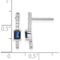 14K White Gold Diamond and Sapphire Drop Earrings - 0.18 Carats Sapphire and 0.06 Carats Diamond Total Weight by Monteluci Fine Jewelry