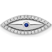 14K White Gold Diamond and Sapphire Evil Eye Chain Slide - 0.01 Carat Sapphire, 0.004 Carat Total Diamond Weight by Monteluci Fine Jewelry