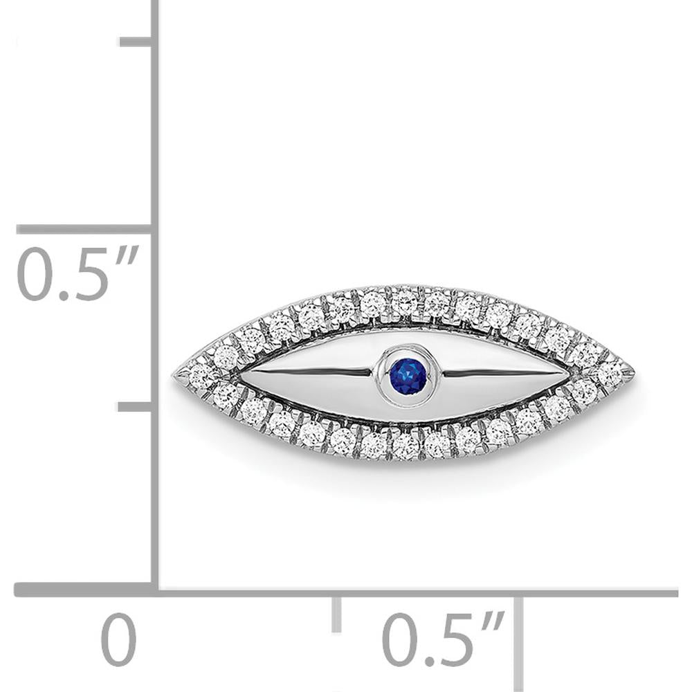 14K White Gold Diamond and Sapphire Evil Eye Chain Slide - 0.01 Carat Sapphire, 0.004 Carat Total Diamond Weight by Monteluci Fine Jewelry