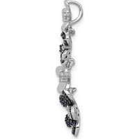 14K White Gold Diamond and Sapphire Four Flower Pendant - 0.125 Carat Diamond Weight, 0.0376 Carat Sapphire Weight by Monteluci Fine Jewelry